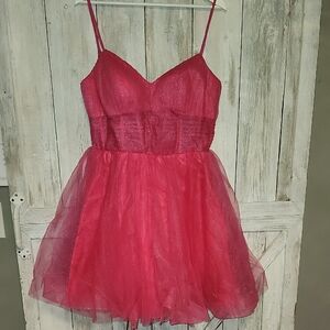 Chic Fuchsia Mini Dress with Glitter